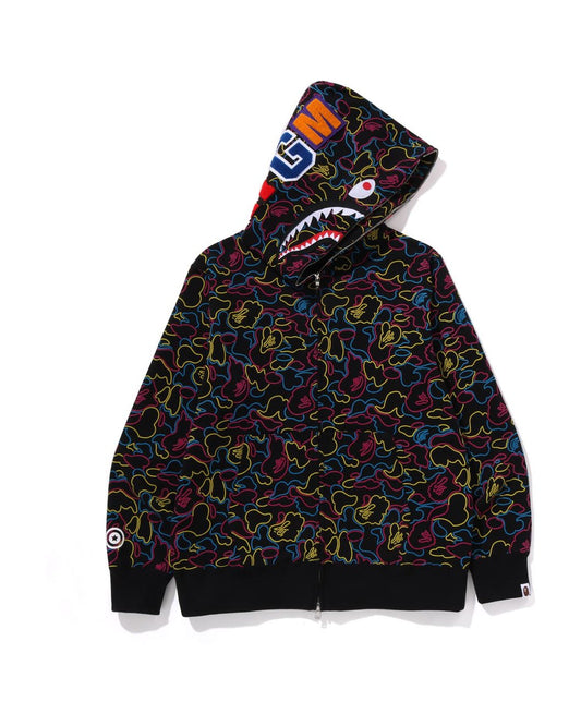 Neon Camo Shark Full Zip Hoodie